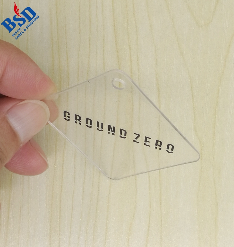 Custom transparent PVC hang tag for clothing
